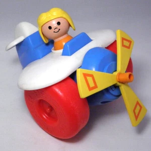 Fisher Price 1980 Little People Airplane With Pilot Toddler Pull Toy VTG - Picture 1 of 8