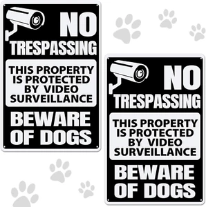2 Pieces Beware of Dog Sign for Fence Lawn Funny Warning Decor No Trespassing S - Picture 1 of 12