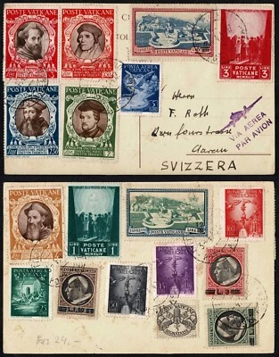 Funda multisello Vaticano a Suiza - 18 sellos - correo aéreo/express/mezcla Foto 1 de 3