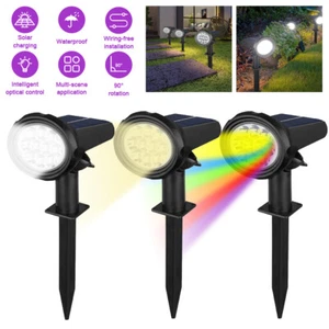 Solar Spotlight Light LED Path Lamp RGB Color Security Waterproof Outdoor Garden - Picture 1 of 20