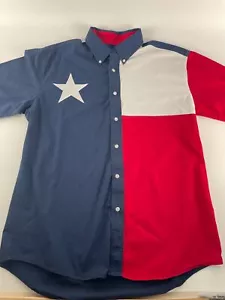 Roper Texas Flag Button-Up Shirt With Star Applique For Patriotic Cowboys - L - Picture 1 of 9