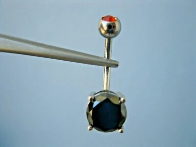 ANILLO VIENTRE DIAMANTE NEGRO NATURAL 100 % REAL 2,80ctw, doble, certificado, probador de diapositivas, naranja Foto 1 de 4