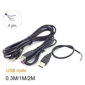 0.3/1/2M 4-Pin 5V USB 2.0 Male Jack Adapter Data Charging Power Cable Cord DIY - Picture 1 of 11