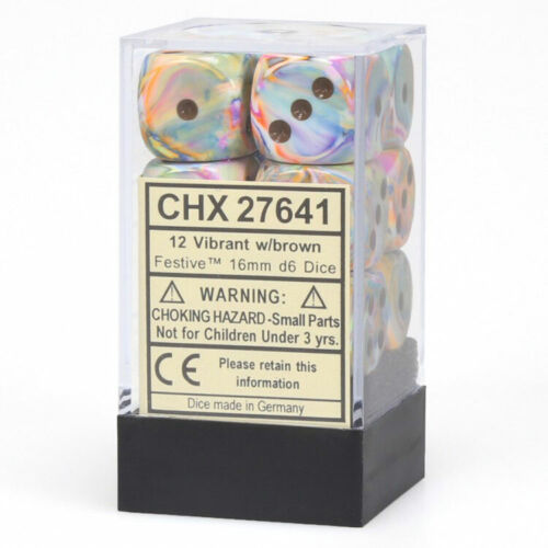 CHX27641 Chessex Manufacturing Dm8 16mm D6 Festive Vibrant/Brown (12)