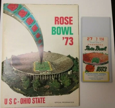 1973 ROSE BOWL NCAA FOOTBALL PROGRAM USC VS. OHIO STATE RARE 1/1/73 WITH TICKET - Image 1 of 4