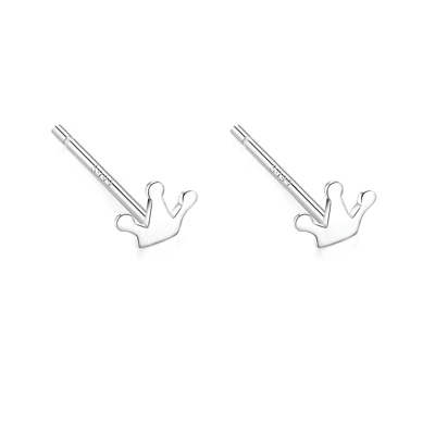 Orecchini A Perno Mini In Argento Fine A Forma Di Corona - Immagine 1 di 4