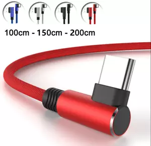 90° Degree For Samsung S21 S22 S20 S10 A71 Type C Lead USB C Fast Charging Cable - Picture 1 of 16
