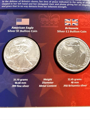 2003 Legacies Of Freedom United States United Kingdom 2 Coin Silver Set Cover
