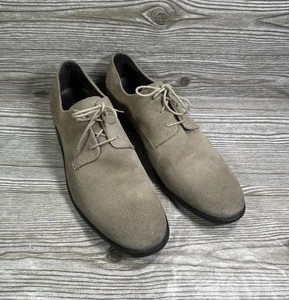 John Varvatos Beige Suede Plain Toe Comfort Derby Dress Shoes Size 13 - Picture 1 of 12