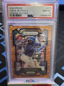 2024 Panini Prizm Josue de Paula #173 Orange Pulsar Prizm /399 (RC) PSA 10 - Foto 1 di 3