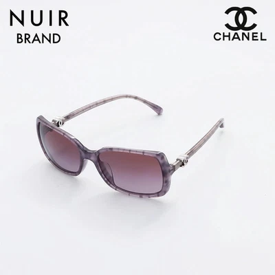 Auténticas gafas de sol cuadradas Chanel 5218-A púrpura transparente marca de coco templo Foto 1 de 4