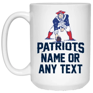 Individuell personalisiert New England Patriots altweiß 15 Unzen Keramik Kaffeebecher Tasse - Bild 1 von 3