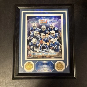 Super Bowl XLI Colts Champion Poster With 2 24kt Gold Overlay Coins 9/5000 - Picture 1 of 6