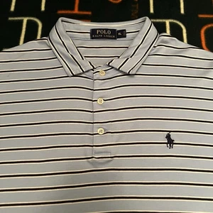 Ralph Lauren Poloshirt hellblau Gr. XL gestreift Preppy PRL Kurzarm - Bild 1 von 4