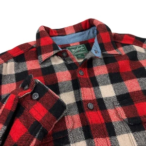 Woolrich 6135 Wool Work Chore Shirt Jacket Mens Size L Buffalo Plaid Black/Red - Picture 1 of 9