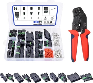 Automotive Waterproof Wire Connectors with Ratcheting Crimper Kit,... - Picture 1 of 7