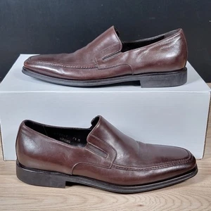 Bruno Magli Raging Loafers Mens Size 7.5 M Brown Leather Square Toe Italy - Picture 1 of 9