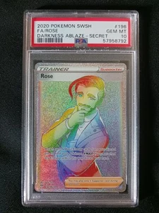 PSA 10 GEM MT 2020 Pokemon SWSH Darkness Ablaze Full Art Rose Secret #196/189 - Picture 1 of 2