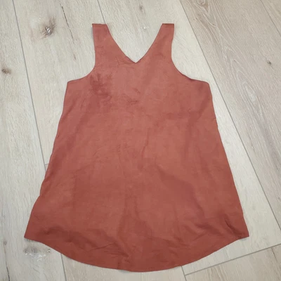 Olivaceous Suede Tank Top Womens M Brown Crossover Back Festival Hippie Western - Image 1 of 4