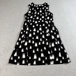 Onze Montreal Dress Womens Medium Black Cat Glasses Kitty Sleeveless Boho Twee - Picture 1 of 9