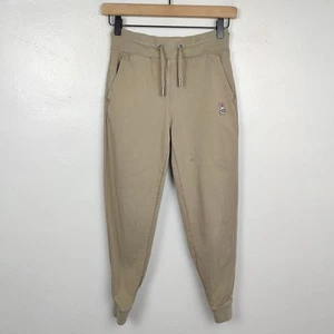 Psycho Bunny Jogger Pants Boys Medium 10-12 Tan Taupe Cotton Terry Lounge FLAWED - Picture 1 of 9