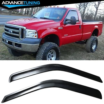 Fits 99-16 Ford F250 F350 F450 F550 SuperDuty Standard Cab Acrylic Window Visors - Image 1 of 3