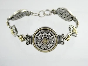 Arts Elegance AE Sterling Silver 14k Yellow Gold Circle Bracelet 20.4g 925 7.5In - Picture 1 of 16