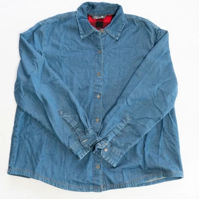 Camisa chaqueta vaquera Riders by Lee para mujer XL roja a cuadros forrada de vellón Foto 1 de 4