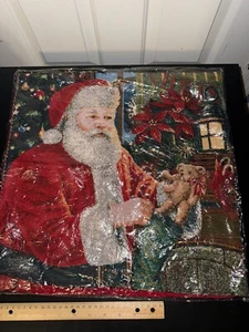 Nuevo Papá Noel 17" x 17" Tapiz Navidad Funda Almohada - Imagen 1 de 2