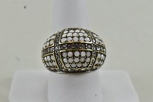 Heidi Daus White & Clear Crystal Bronze Tone Dome Ring Size 10 