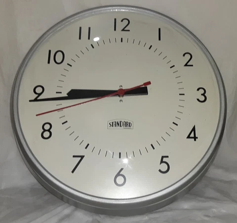 Vintage WORKING 1970s Standard Electric 13" School Industrial Factory Wall Clock Cover