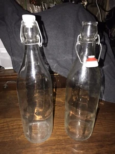 two clear bormioli rocco bottles 32oz italy - Picture 1 of 4