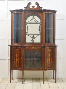 Edwardian Mahogany Inlaid Display Cabinet – Early 20th Century - Picture 1 of 12