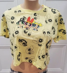 NEW Rue21 Powerpuff Girls Yellow Short Sleeve Crop Top T-Shirt for Women, L - Picture 1 of 7