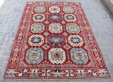 6'8 x 9'7 Hand knotted afghan tribal kazak wool area rug, 7x10 persian area rug