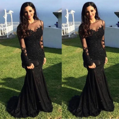 Gothic Beaded Mermaid Wedding Dresses Long Sleeve Lace Appliques Bridal Gowns - Image 1 of 4