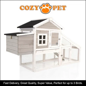 Chicken Coop Grey Cozy Pet Hen House Poultry Ark Rabbit Hutch Run Coup CC01S-GR - Picture 1 of 12