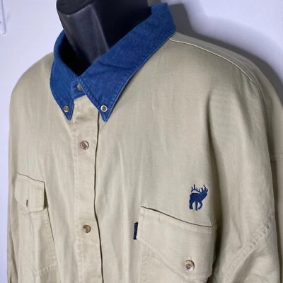 Camisa de mezclilla Roper para hombre 4XLT cuello azul caqui vaquero occidental rodeo manga larga Foto 1 de 4