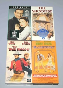 3 NEW 1 Used John Wayne VHS The Shootist The War Wagon "McLintock" The Quiet Man - Picture 1 of 2