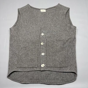 VINTAGE Hand Crafted Vest Gray Wool Button Up Sleeveless Coat Style Size 44 - Picture 1 of 7
