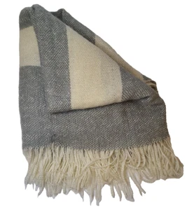 West Elm Gray Stripe Woven Acrylic Throw Blanket 52" x 48" - EUC - Picture 1 of 3