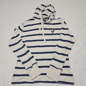 American Eagle Outfitters Vintage Fit Womens Hoddie Blue-White Stripe Size Small - Picture 1 of 11