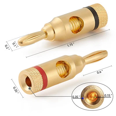 WGGE WG-3334 24k Gold Plated Banana Plugs (Open Screw Type) (6 Pairs)