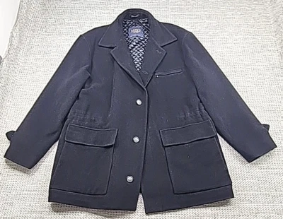 Sanyo Carol Cohen Mens Wool Cashmere Blend Trench Over Coat Button Front Large - Image 1 of 4