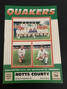 1986 Darlington V Notts County Football Programme - Picture 1 of 2