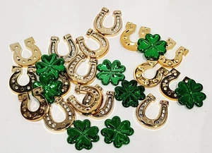 St Patrick's Day Green Shamrocks Gold Horshoes Crafts Table Scatter Bowl Filler - Picture 1 of 8