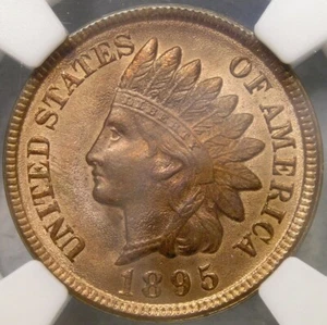 1895/1895 INDIAN HEAD CENT/PENNY RPD SCARCE RE PUNCH DATE SNOW #5 NGC MS 64+ RB - Picture 1 of 7