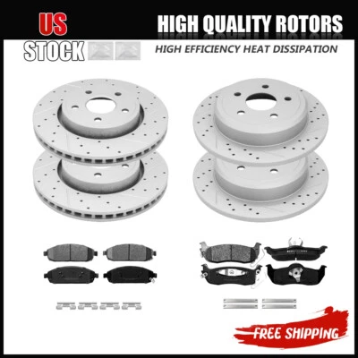 Front Rear Drilled Rotors Brake Pads for 2005-2010 Jeep Grand Cherokee Commander - Image 1 of 4