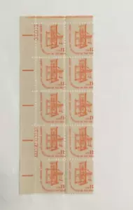 Libertad de prensa #1593 11 centavos perfecto Bloque de placa izquierda desplazado de 10 MNH OG - Imagen 1 de 1