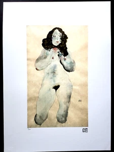 EGON SCHIELE AKT MIT DUNKLEM HAAR Lithographie 29/200, signiert 50 x 70 cm - Bild 1 von 1